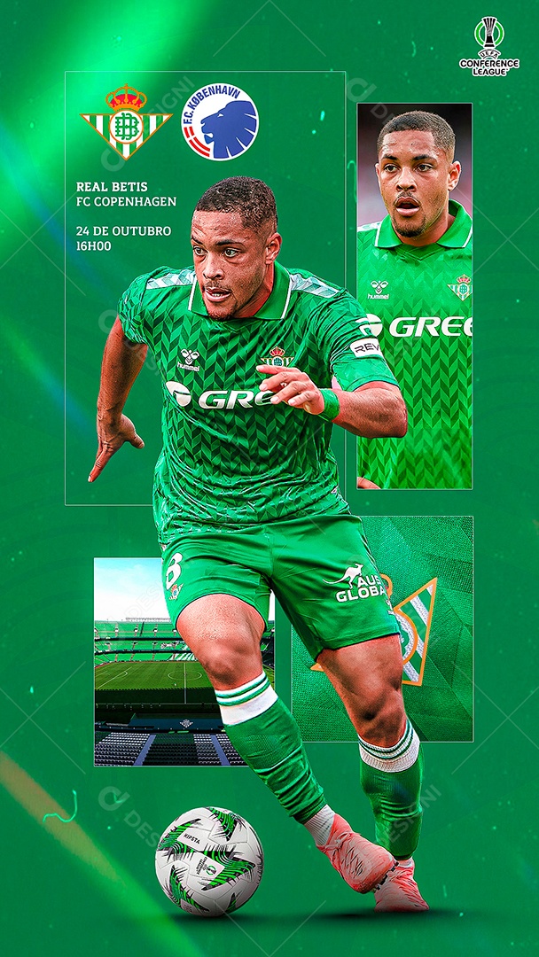 Story Flyer Real Betis x FC Copenhagen Social Mídia PSD Editável