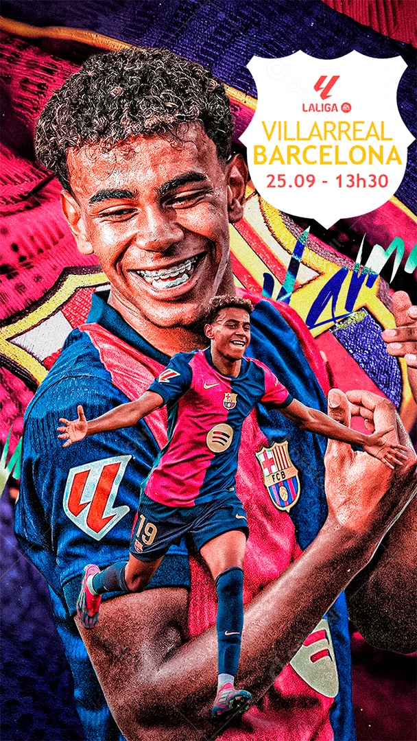 Story Flyer Villarreal x Barcelona Social Mídia PSD Editável