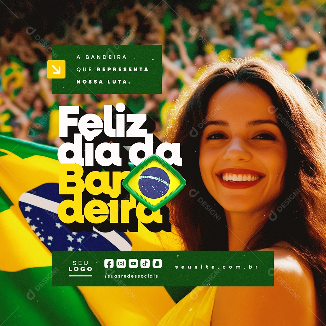Feliz Dia da Bandeira 19 de Novembro Social Media PSD Editável