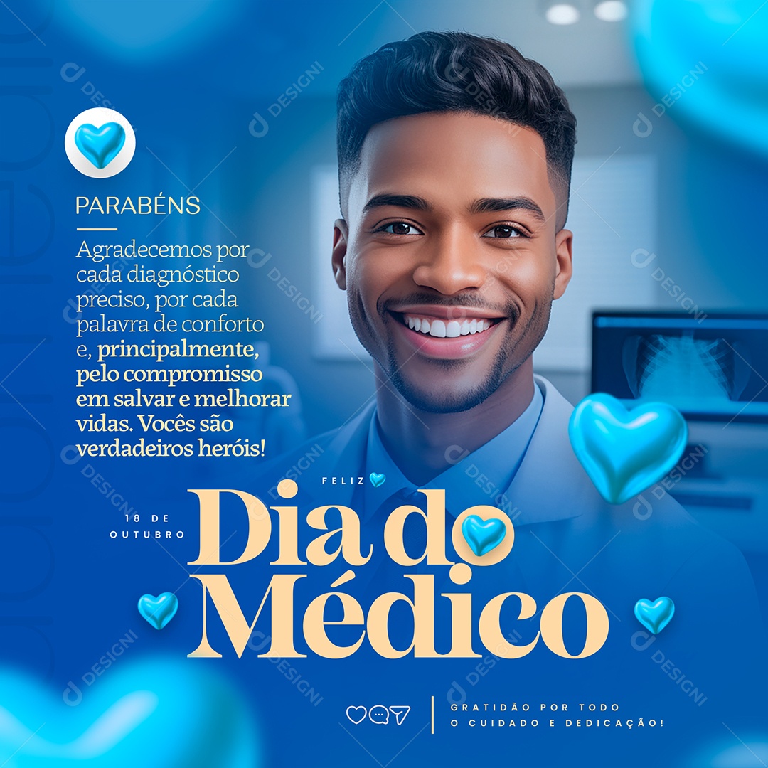 Social Media Dia do Médico 18 de Outubro PSD Editável