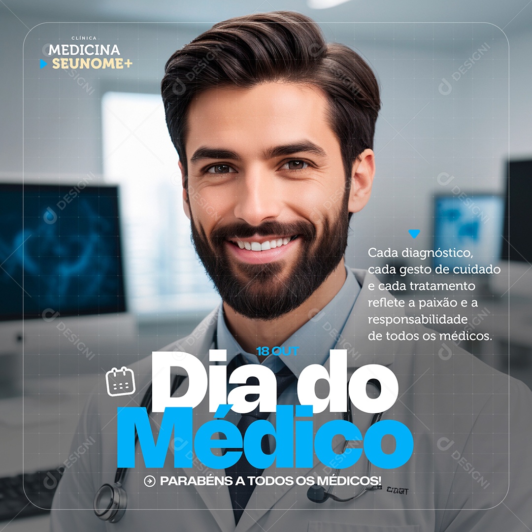 Social Media Dia do Médico 18 de Outubro PSD Editável