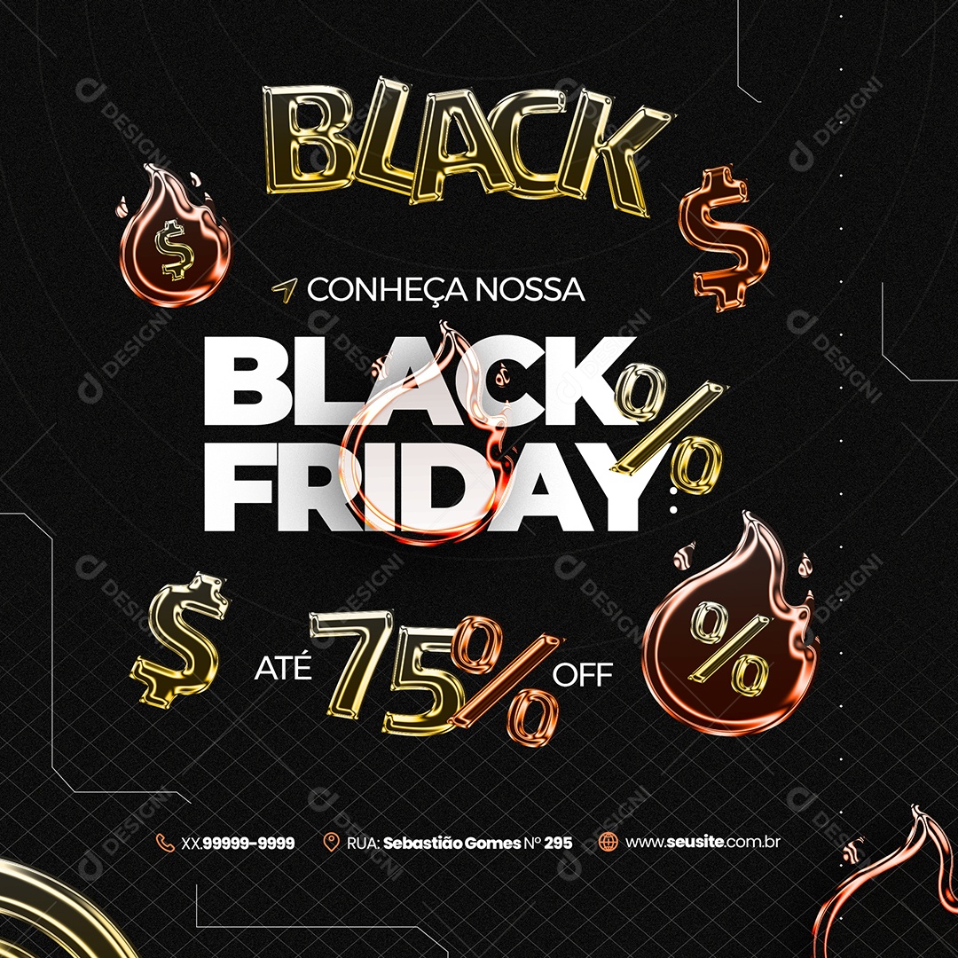 Conheça Nossa Black Friday Fryer Social Media PSD Editável