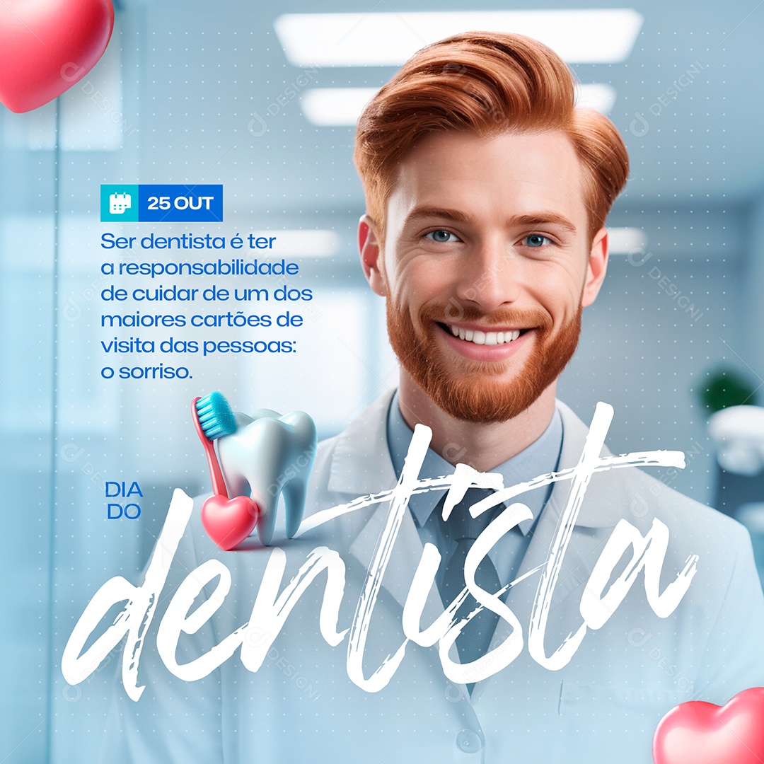 Dia do Dentista 25 de Outubro Parabéns Social Media PSD Editável