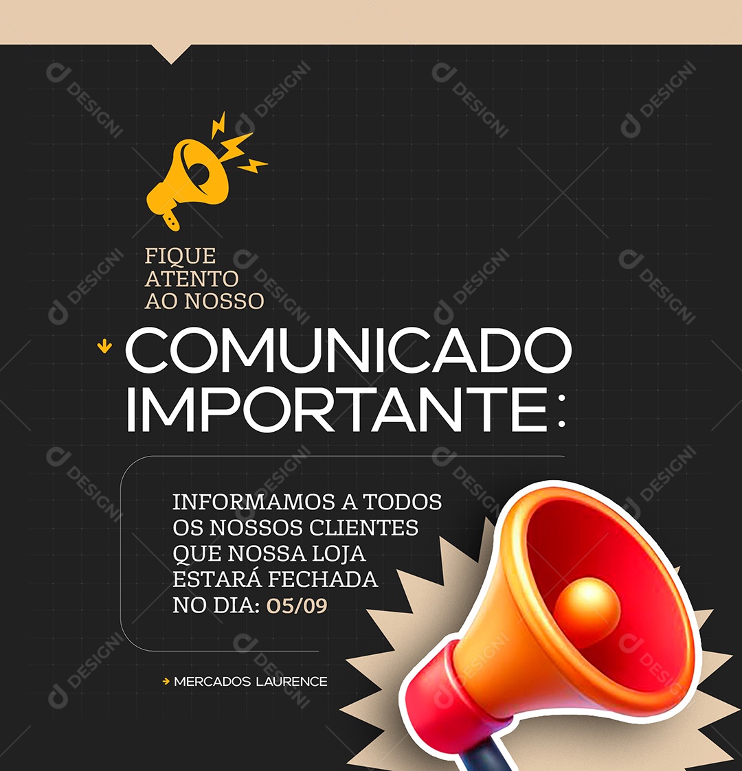 Comunicado Importante Social Media PSD Editável