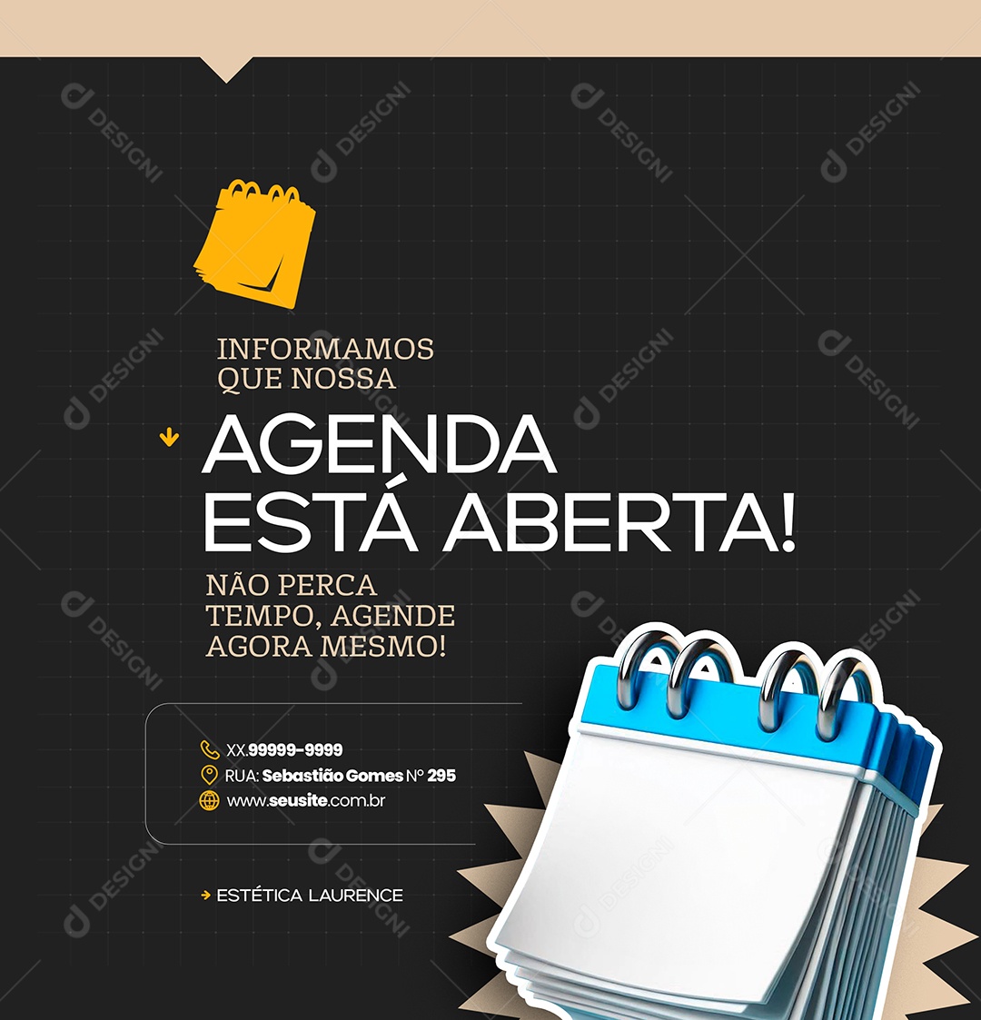Agenda Está Aberta Social Midia PSD Editável