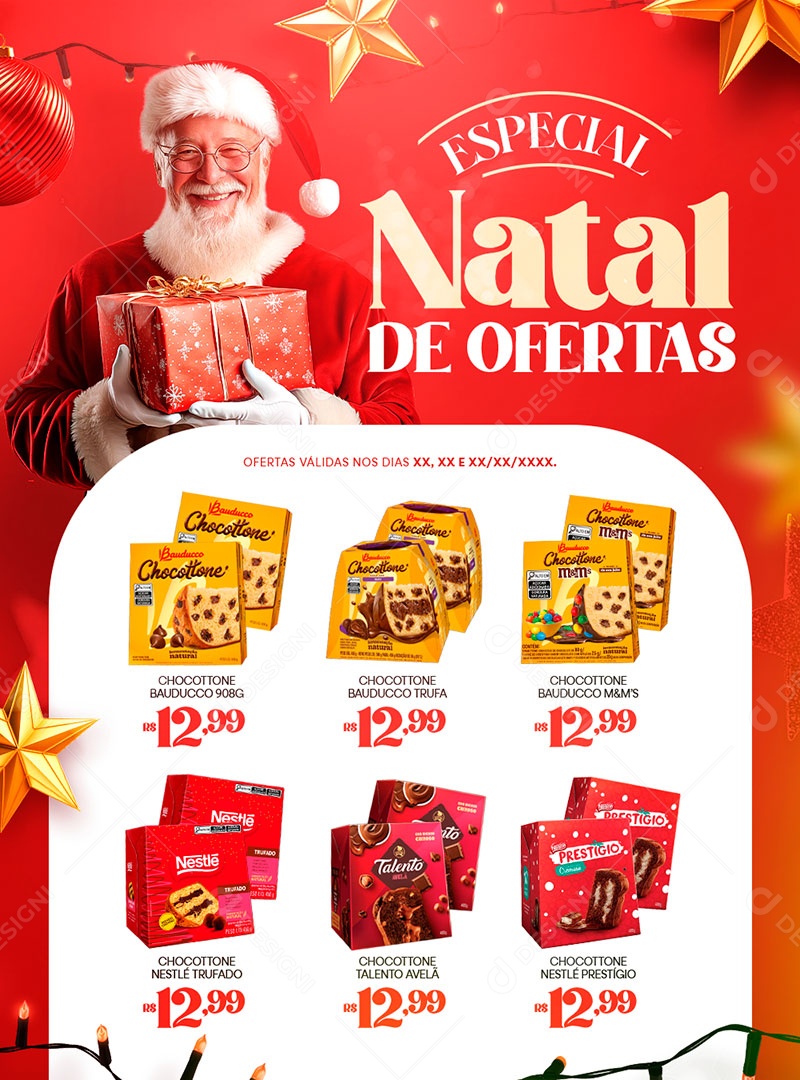 Natal de Ofertas Supermercado Encarte Promoção de Natal Social Media PSD Editável