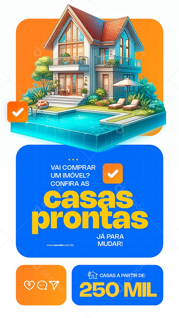 Story Imobiliária Casas Prontas Social Media PSD Editável