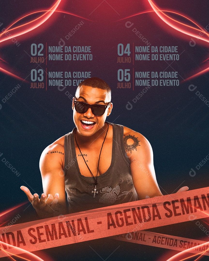 Feed Flyer Agenda Semanal Social Media PSD Editável