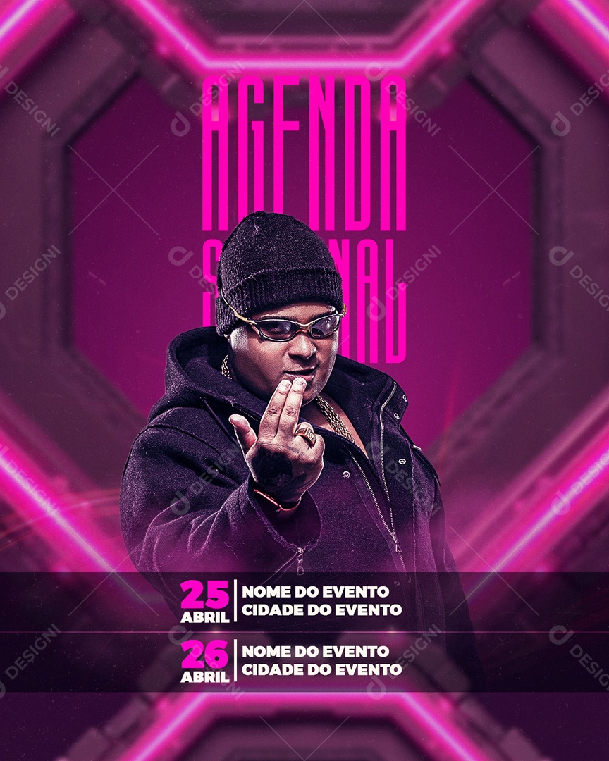 Feed Flyer Agenda Semanal Social Media PSD Editável