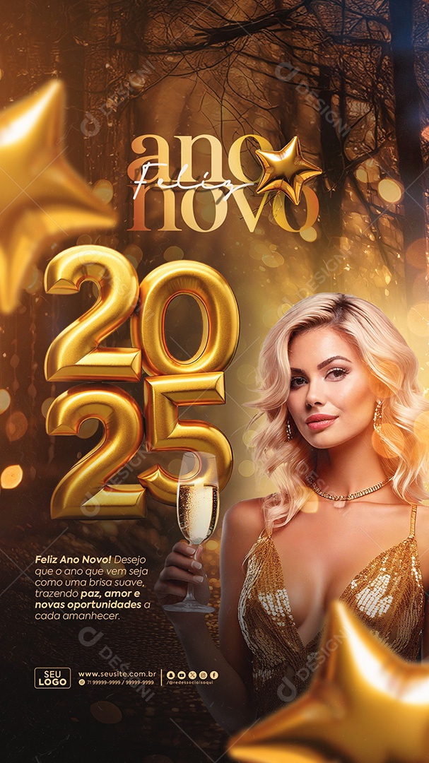 Story Feliz Ano Novo 1 de Janeiro Social Media PSD Editável