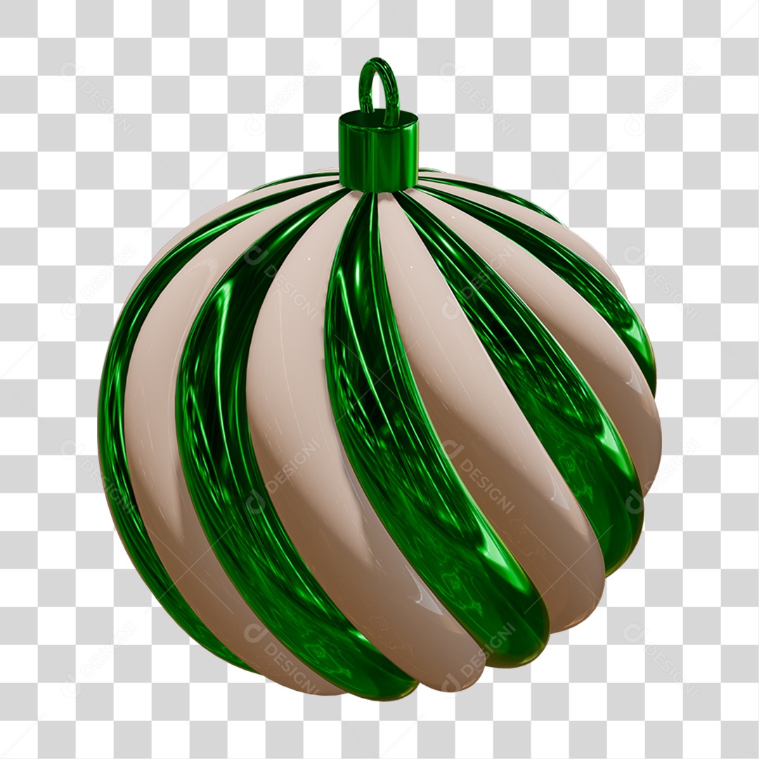Bola de Natal Branca Com Listra Verde  PNG