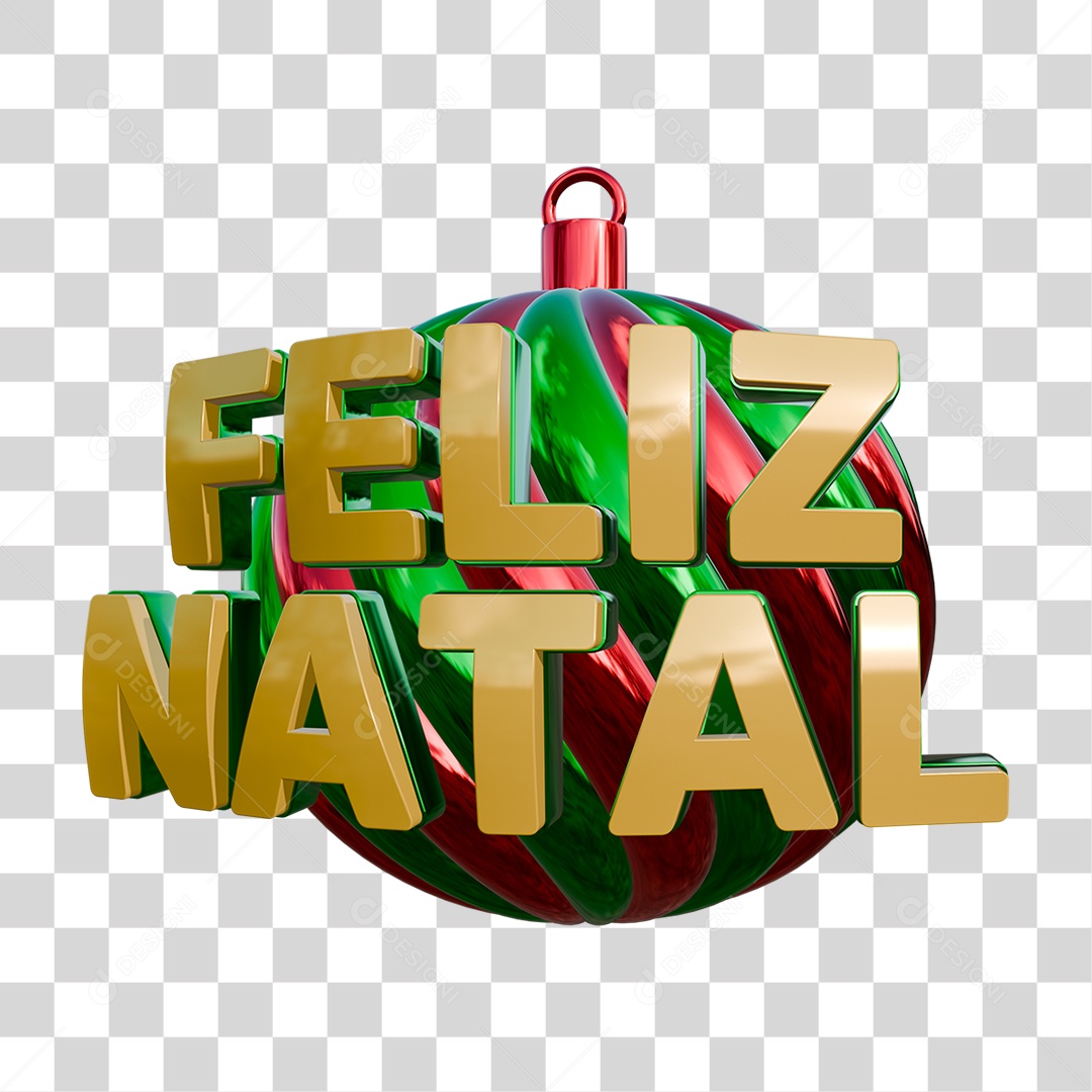 Selo 3D Feliz Natal Para Composiçäo PNG Transparente