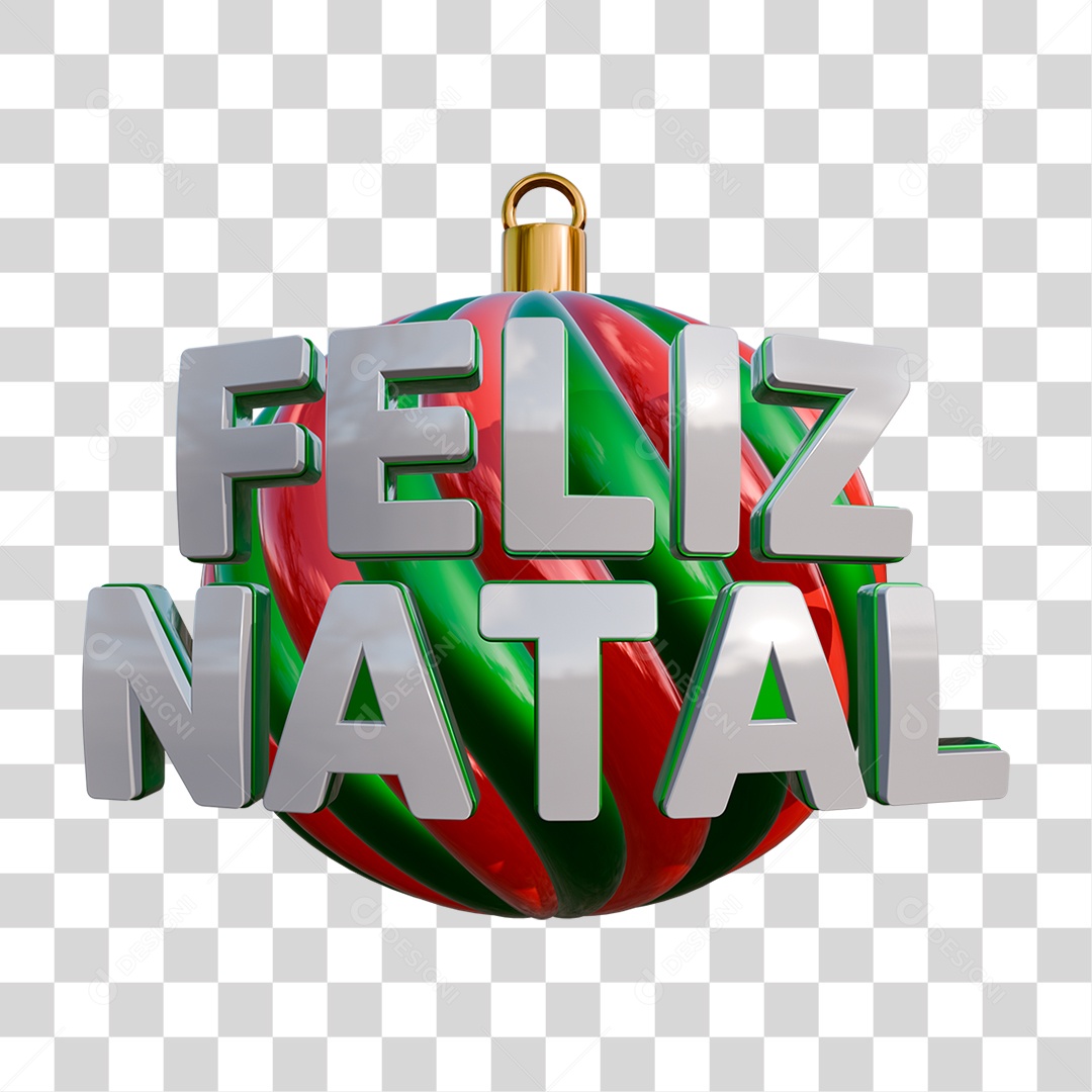 Selo 3D Feliz Natal Para Composiçäo PNG Transparente