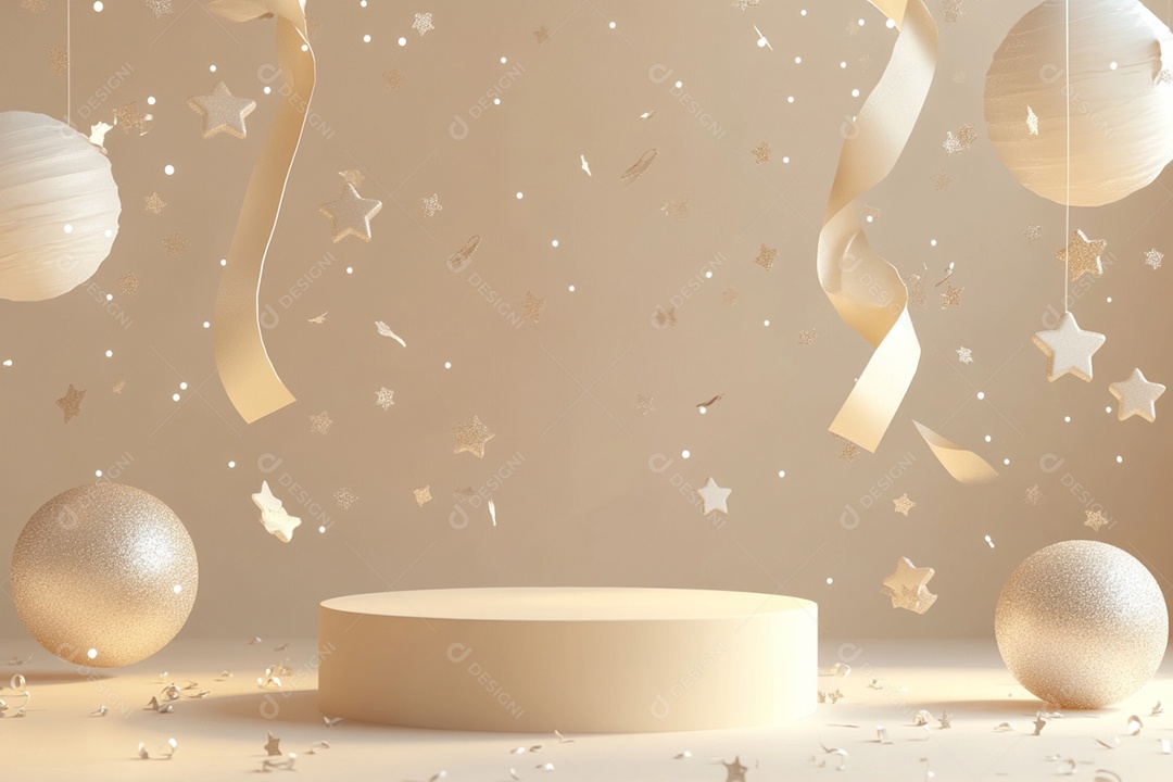 Cenário podium de ano novo sobre fundo isolado