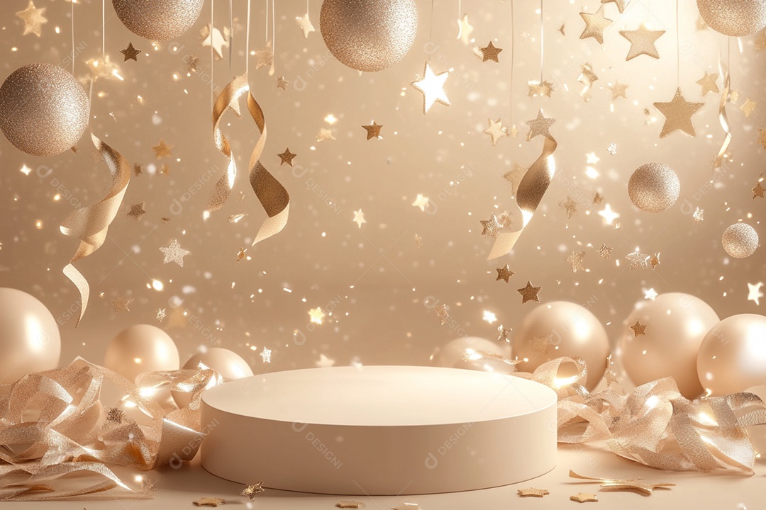 Cenário podium de ano novo sobre fundo isolado