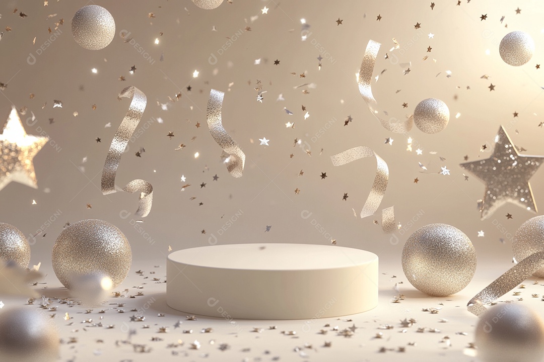 Cenário podium de ano novo sobre fundo isolado