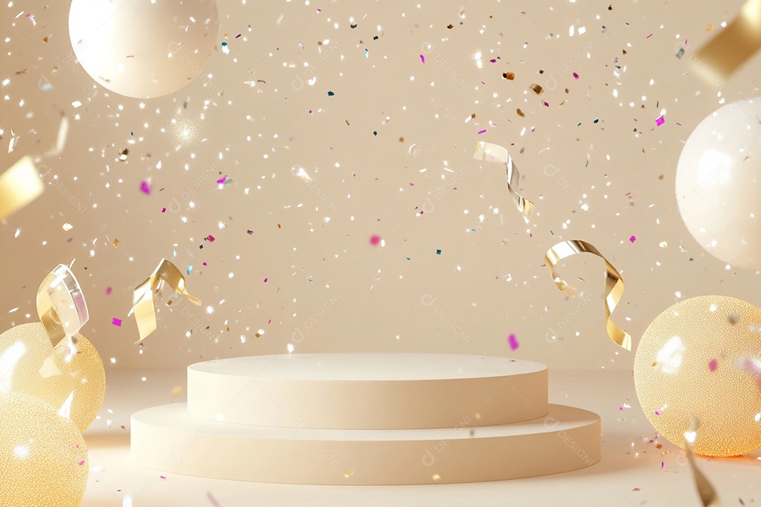 Cenário podium de ano novo sobre fundo isolado