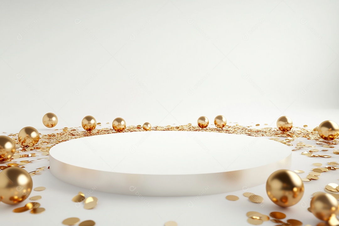 Cenário podium de ano novo sobre fundo branco