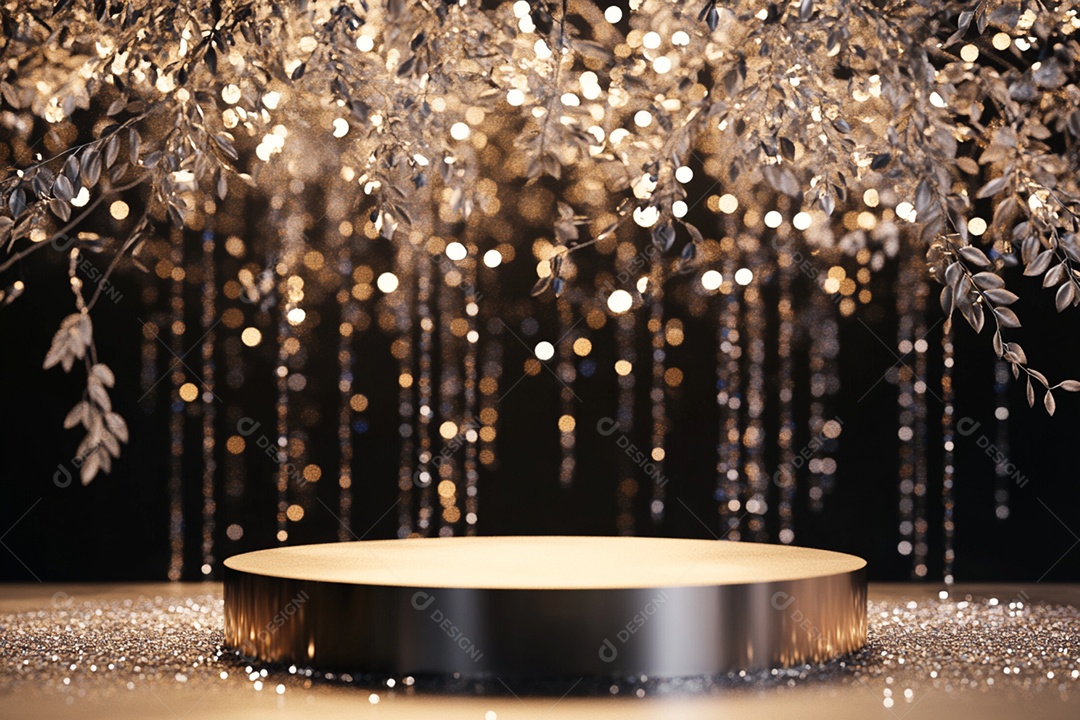 Cenário podium de ano novo sobre fundo isolado