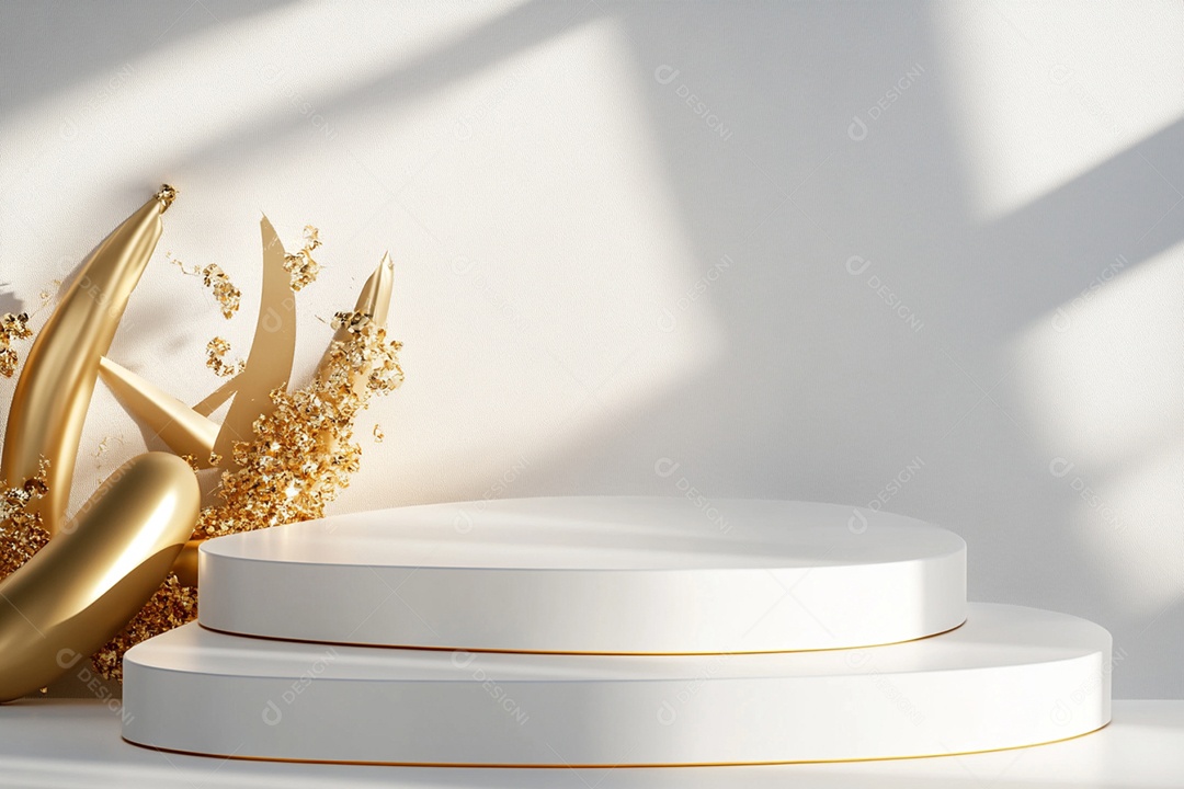 Cenário podium de ano novo sobre fundo branco