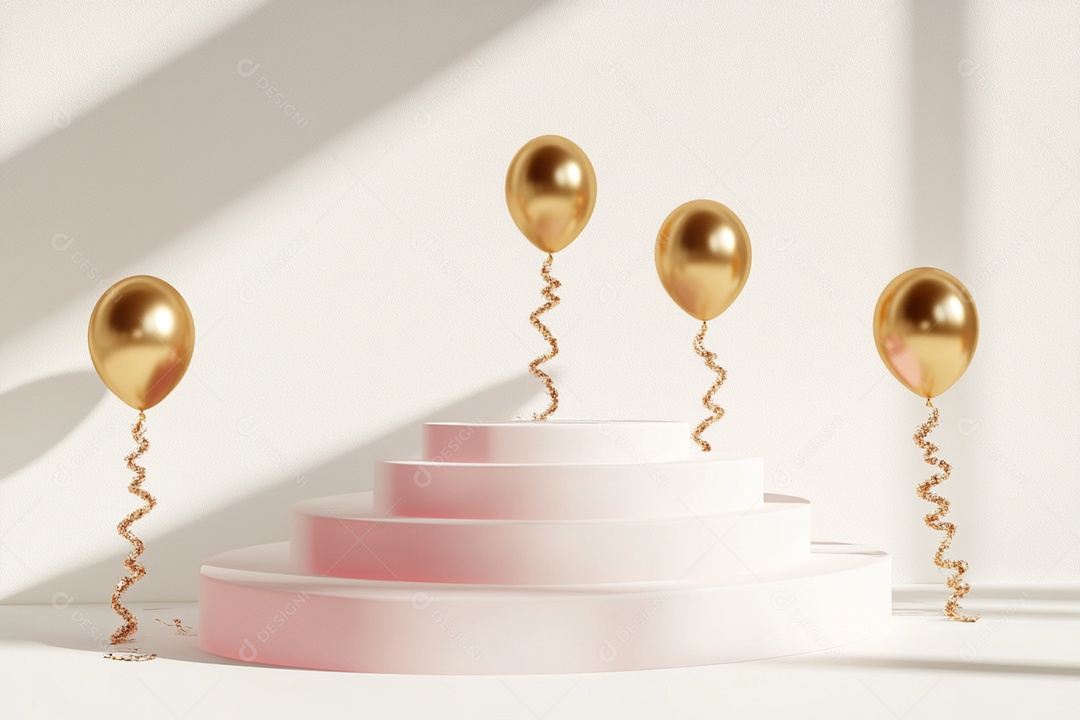 Cenário podium de ano novo sobre fundo branco