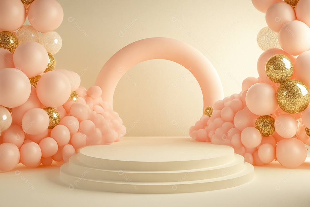 Cenário podium de ano novo sobre fundo branco