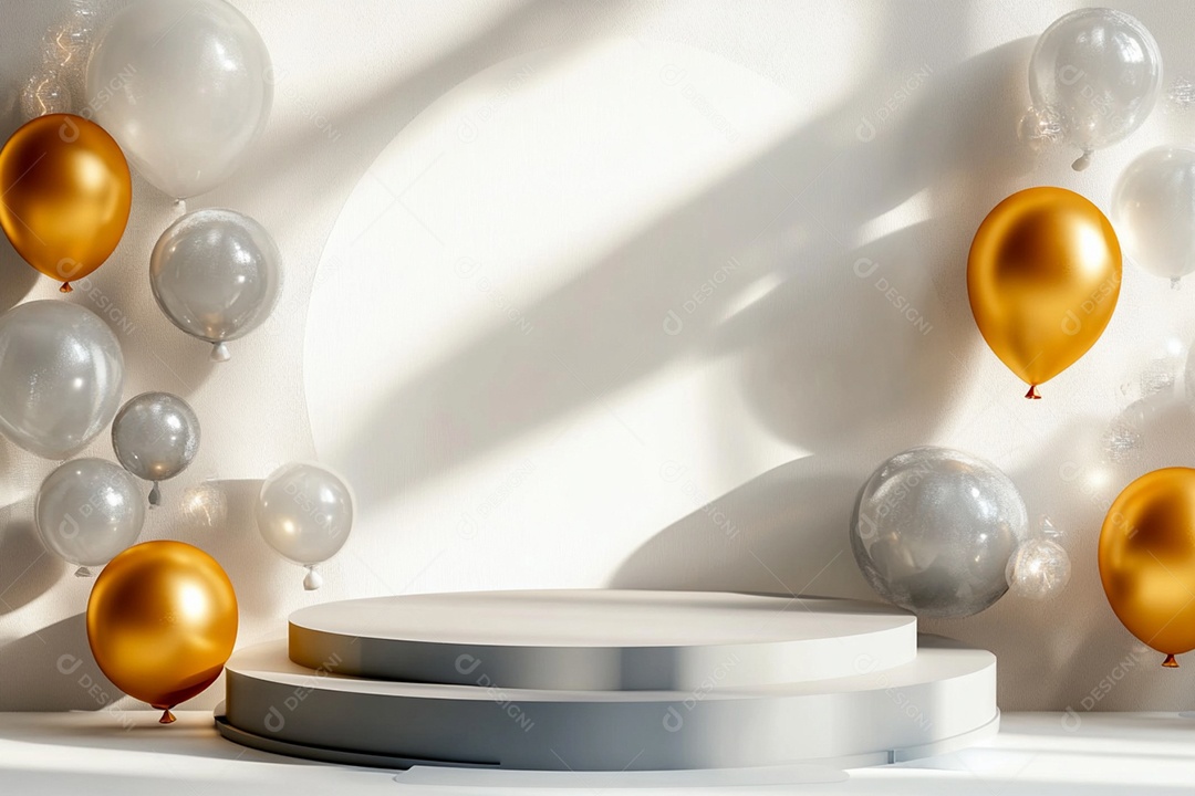 New year podium scenario on white background