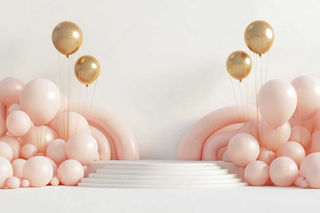 Cenário podium de ano novo sobre fundo branco