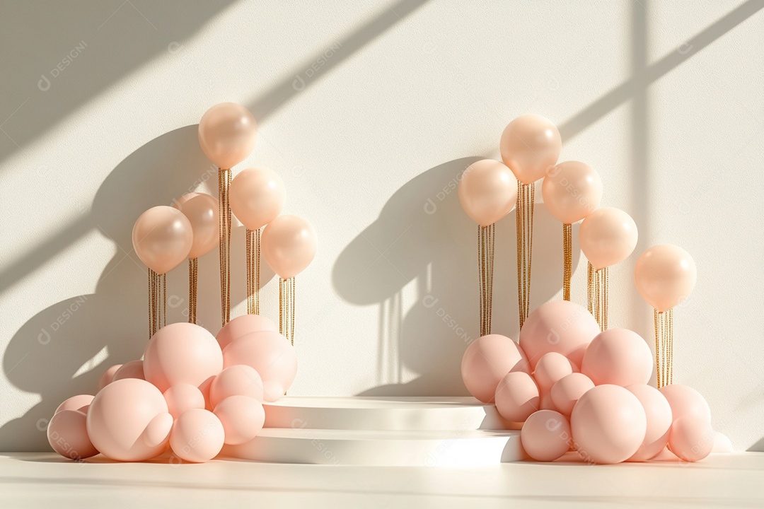 Cenário podium de ano novo sobre fundo branco