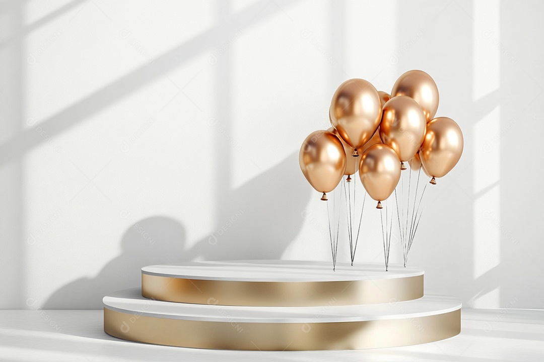 Cenário podium de ano novo sobre fundo branco