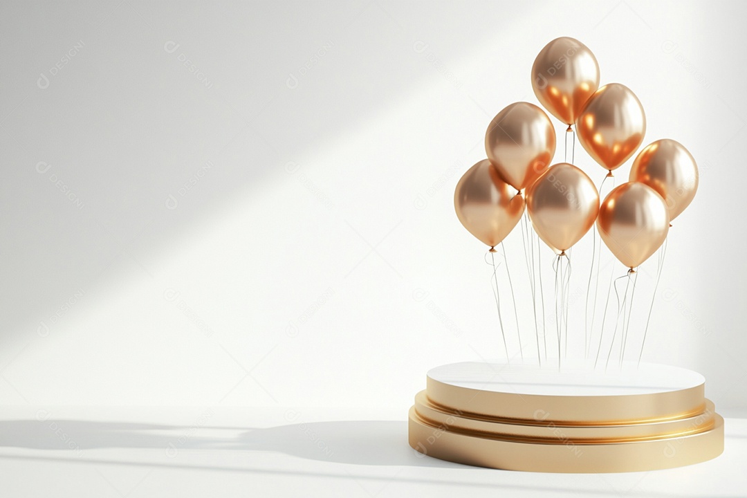 Cenário podium de ano novo sobre fundo branco