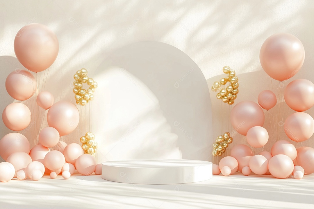 Cenário podium de ano novo sobre fundo branco