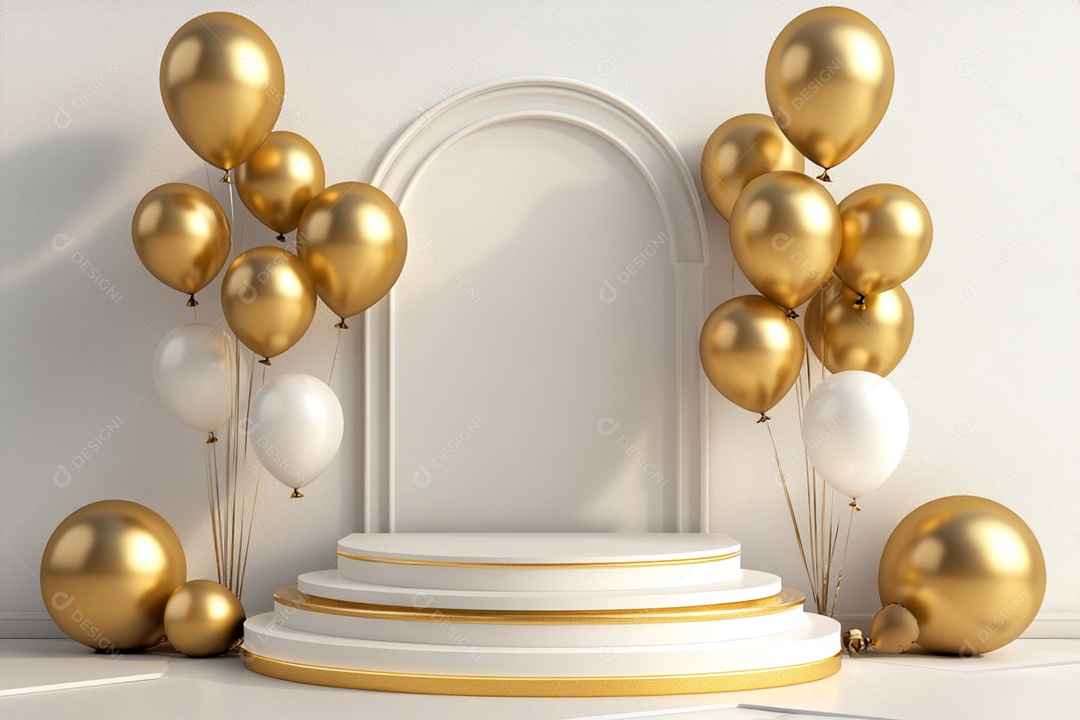 New year podium scenario on white background