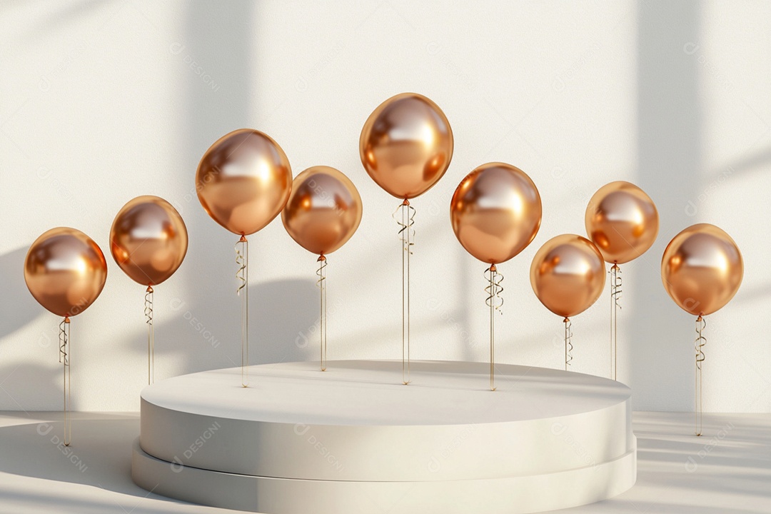 Cenário podium de ano novo sobre fundo branco