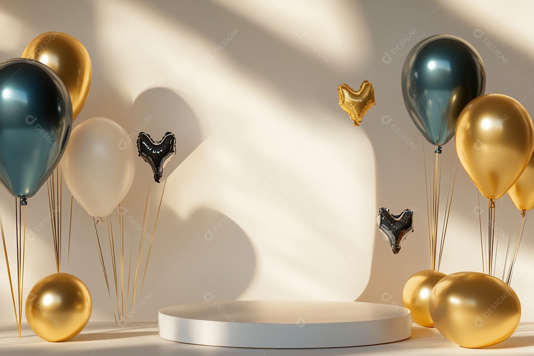 Cenário podium de ano novo sobre fundo branco