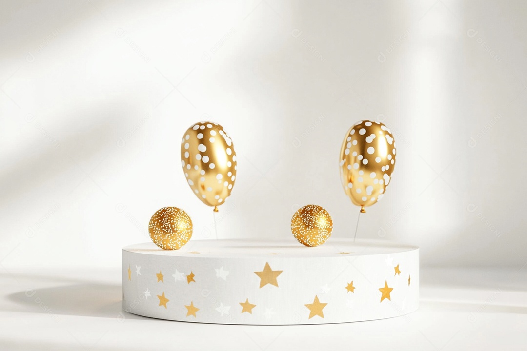 Cenário podium de ano novo sobre fundo branco