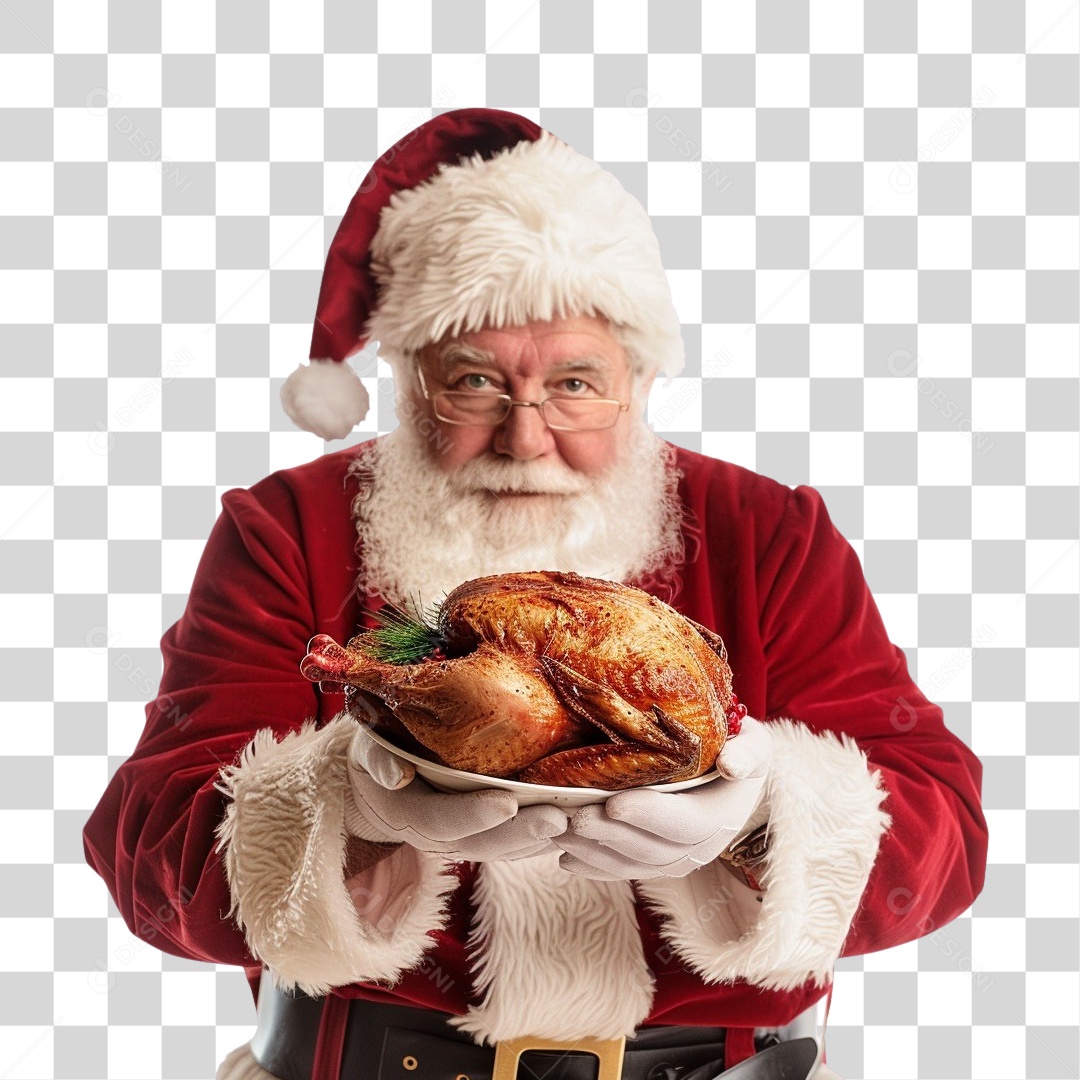 Papai Noel com Frango PNG Transparente