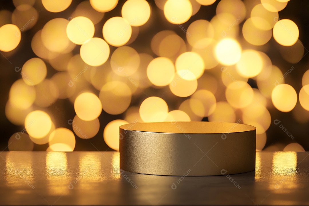 New year podium scenario on golden background