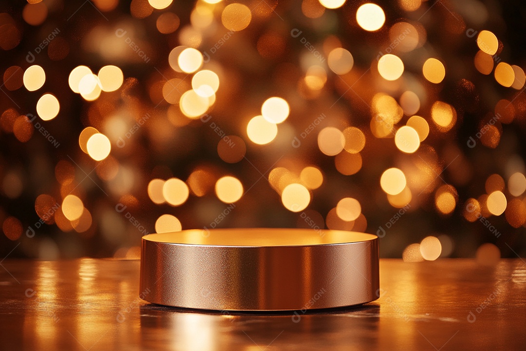 Cenário podium de ano novo sobre fundo dourado