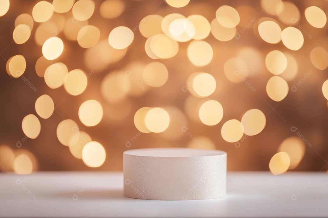 Cenário podium de ano novo sobre fundo dourado