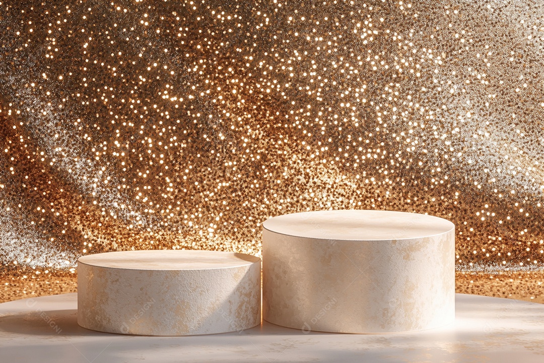 Cenário podium de ano novo sobre fundo branco