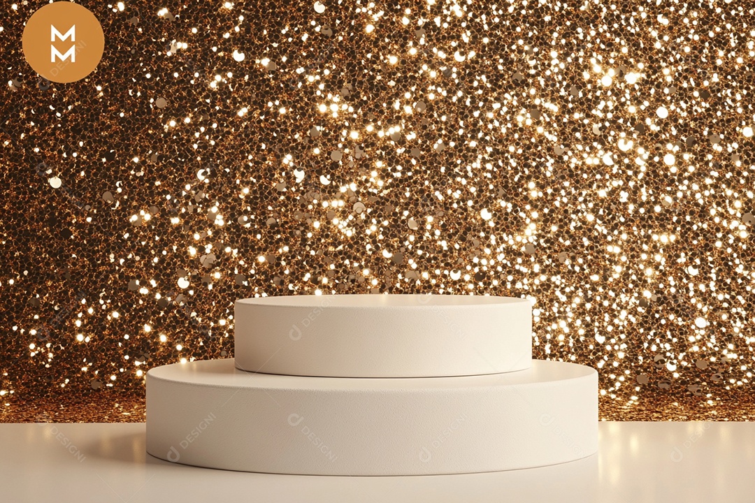 Cenário podium de ano novo sobre fundo branco