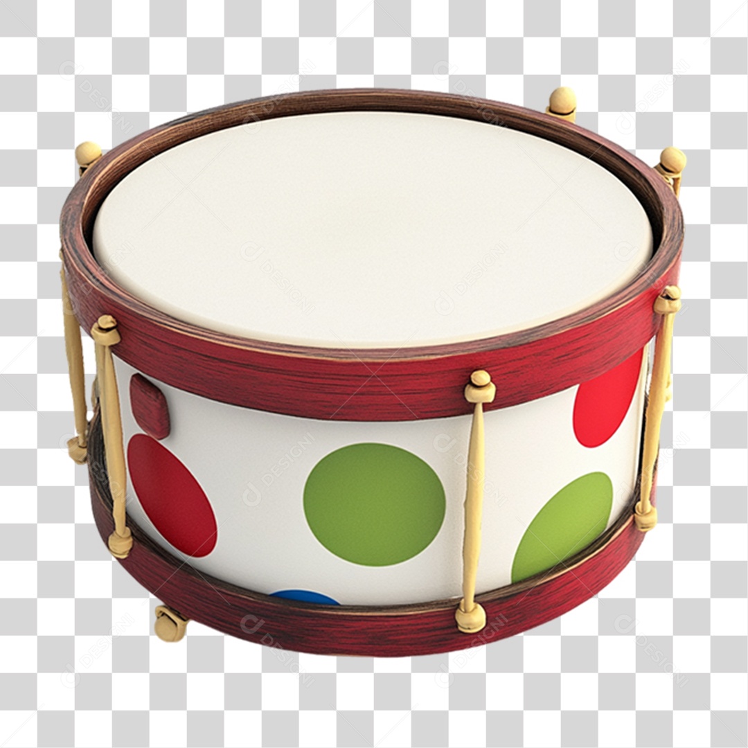 Elemento 3D Tambor de Carnaval PNG Transparente