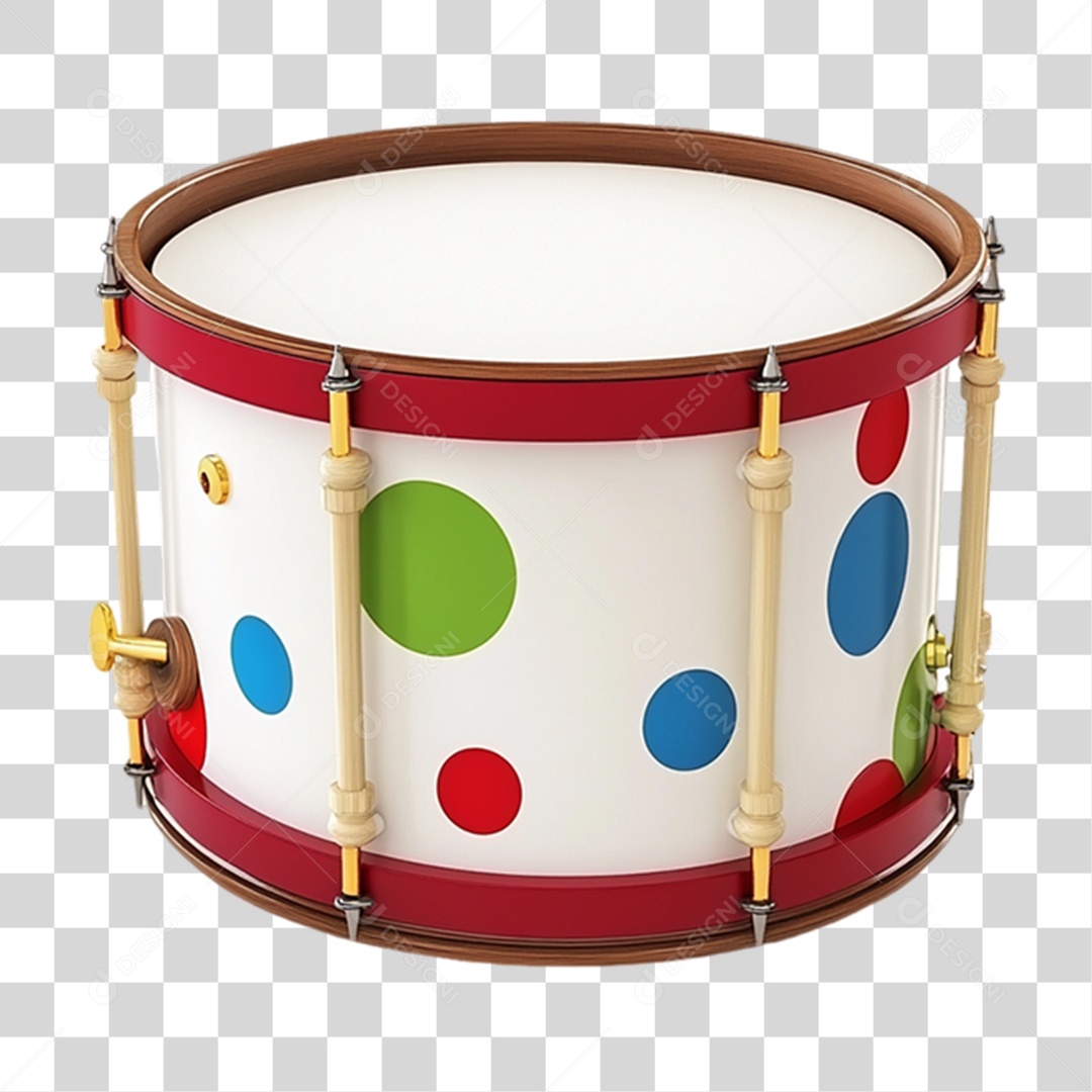 Elemento 3D Tambor de Carnaval PNG Transparente