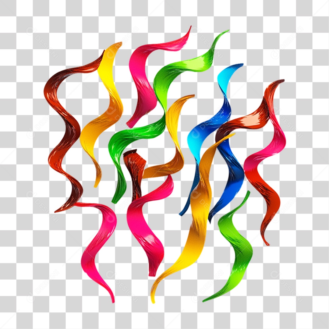 Elemento 3D Enfeites Fitas Decoração de Carnaval PNG Transparente