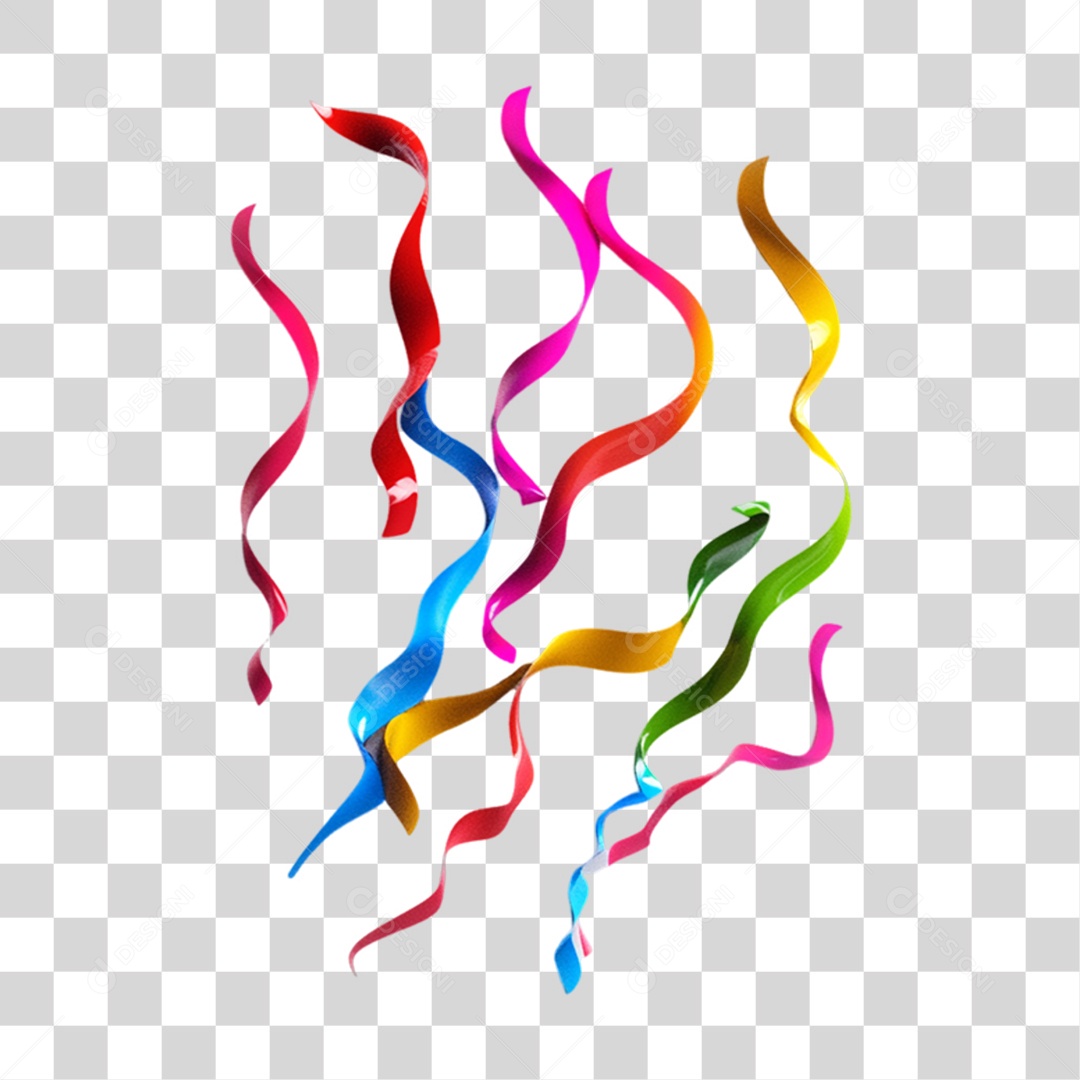 Elemento 3D Enfeites Fitas Decoração de Carnaval PNG Transparente