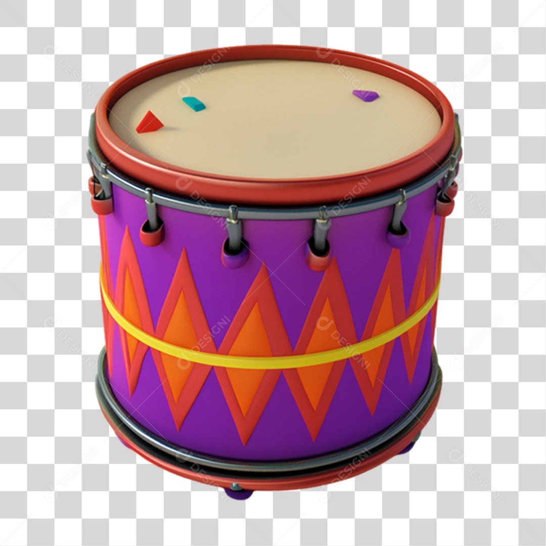 Elemento 3D Tambor de Carnaval PNG Transparente