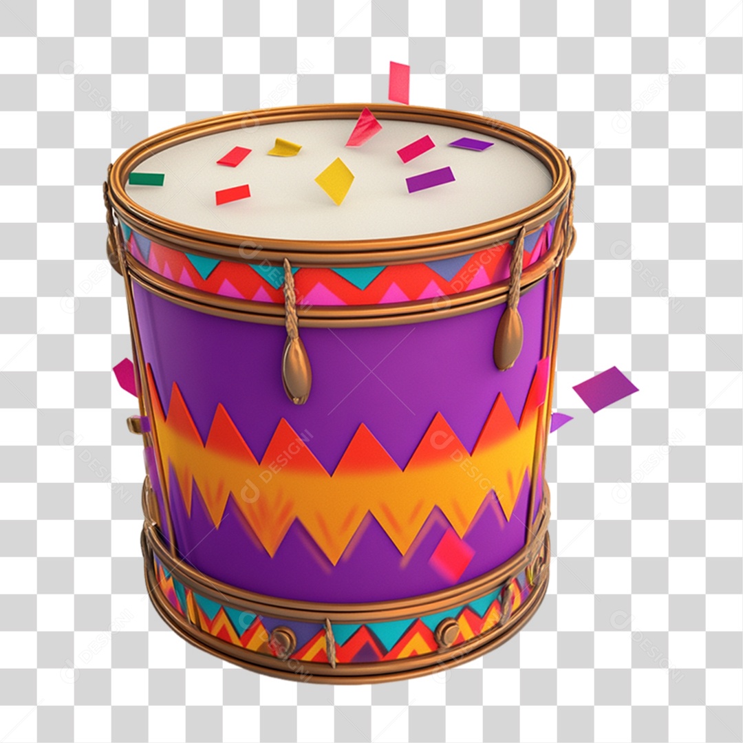 Elemento 3D Tambor de Carnaval PNG Transparente