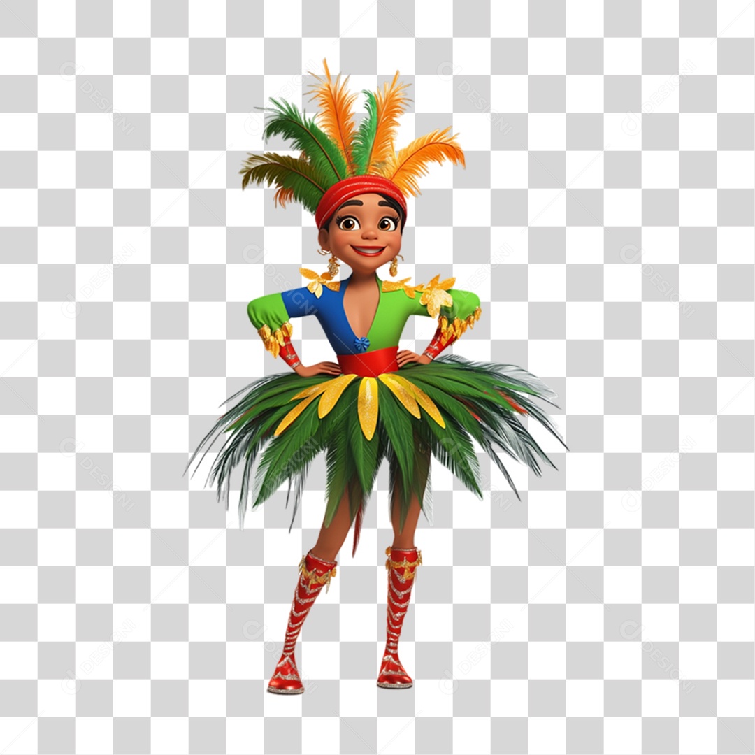 Personagem Mulher Carnaval Cores Fantasias PNG Transparente