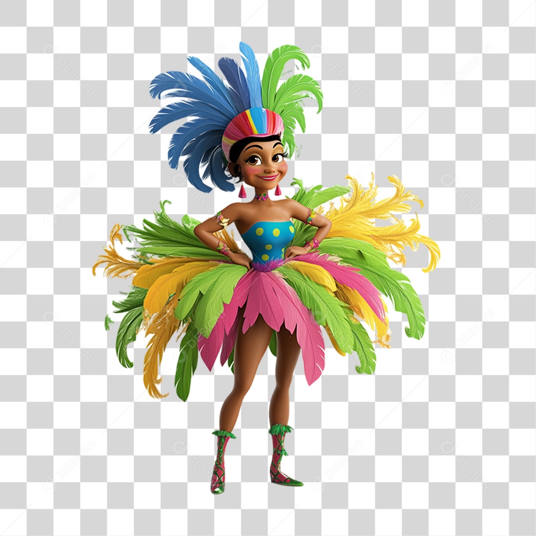 Personagem Mulher Carnaval Cores Fantasias PNG Transparente